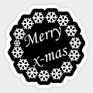 Merry X-mas Typography Design - Black and White Sticker